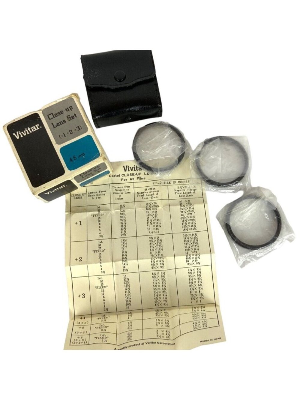 Vivitar Close-Up Lens Set (+1 +2 +3) 48mm With Original Snap Case & Box